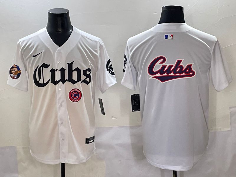 Men 2025 Chicago Cubs Blank White Five generations Joint Name Nike MLB Jersey style 13